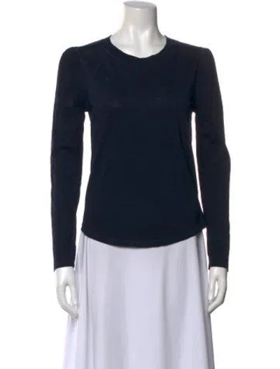 Pre-owned Veronica Beard Crew Neck Long Sleeve T-shirt In Blue