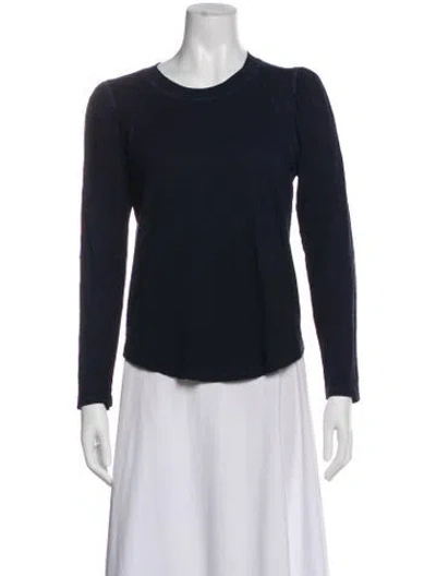 Pre-owned Veronica Beard Crew Neck Long Sleeve T-shirt In Blue
