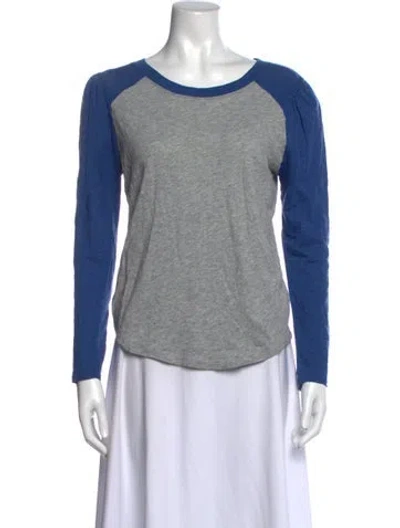 Pre-owned Veronica Beard Crew Neck Long Sleeve T-shirt In Blue/grey