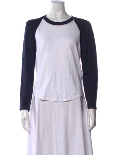 Pre-owned Veronica Beard Crew Neck Long Sleeve T-shirt In Blue/white