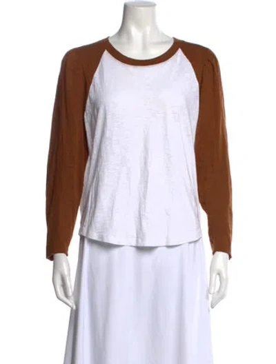 Pre-owned Veronica Beard Crew Neck Long Sleeve T-shirt In Brown