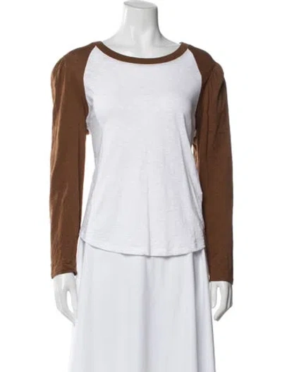 Pre-owned Veronica Beard Crew Neck Long Sleeve T-shirt In Brown