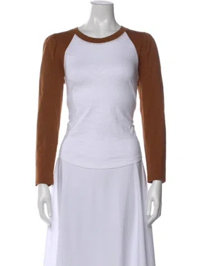 Pre-owned Veronica Beard Crew Neck Long Sleeve T-shirt In Brown
