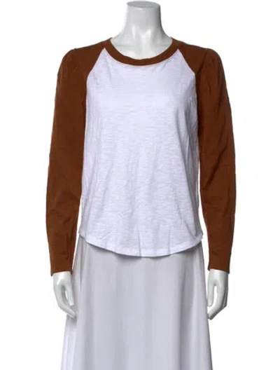 Pre-owned Veronica Beard Crew Neck Long Sleeve T-shirt In Brown