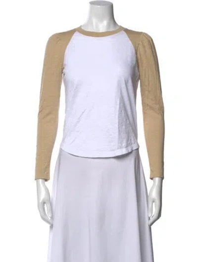 Pre-owned Veronica Beard Crew Neck Long Sleeve T-shirt In Brown/neutrals