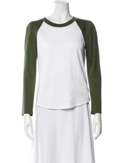 Pre-owned Veronica Beard Crew Neck Long Sleeve T-shirt In Green