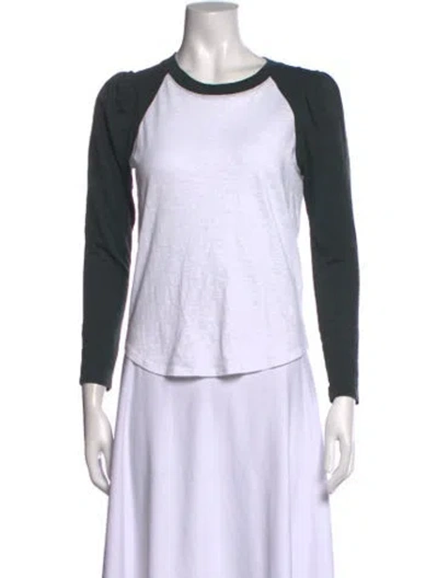 Pre-owned Veronica Beard Crew Neck Long Sleeve T-shirt In Green/white