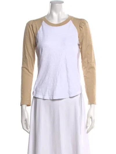 Pre-owned Veronica Beard Crew Neck Long Sleeve T-shirt In Neutrals