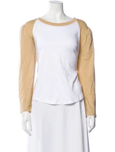 Pre-owned Veronica Beard Crew Neck Long Sleeve T-shirt W/ Tags In White