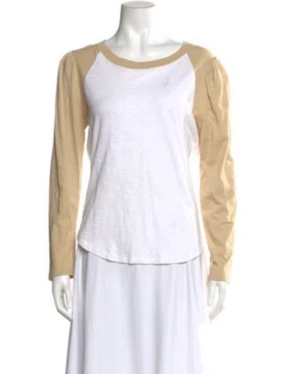Pre-owned Veronica Beard Crew Neck Long Sleeve T-shirt In White
