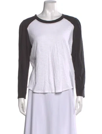 Pre-owned Veronica Beard Crew Neck Long Sleeve T-shirt In White
