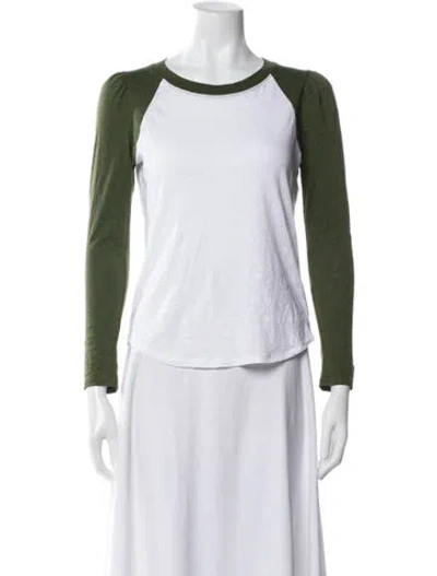 Pre-owned Veronica Beard Crew Neck Long Sleeve T-shirt In White