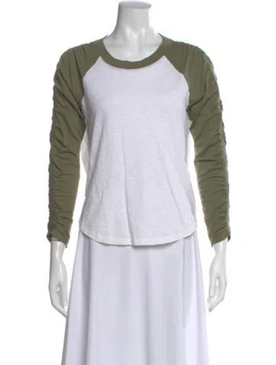 Pre-owned Veronica Beard Crew Neck Long Sleeve T-shirt In White