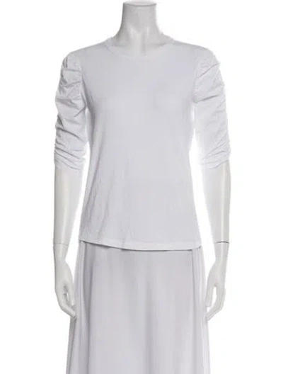 Pre-owned Veronica Beard Crew Neck Long Sleeve T-shirt In White