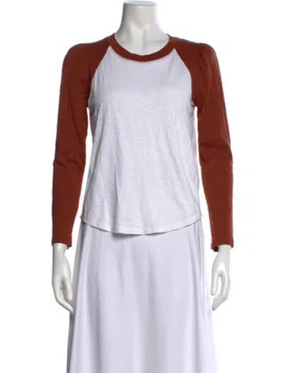 Pre-owned Veronica Beard Crew Neck Long Sleeve T-shirt In White