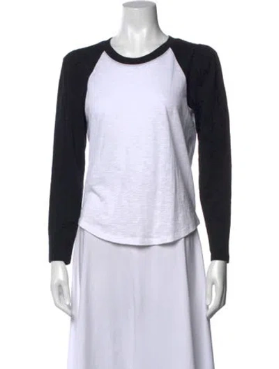 Pre-owned Veronica Beard Crew Neck Long Sleeve T-shirt In White
