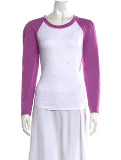 Pre-owned Veronica Beard Crew Neck Long Sleeve T-shirt In White