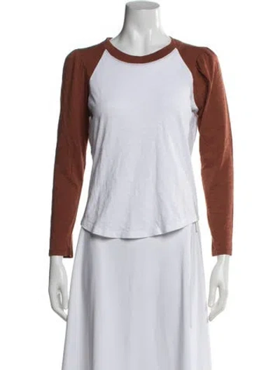 Pre-owned Veronica Beard Crew Neck Long Sleeve T-shirt In White