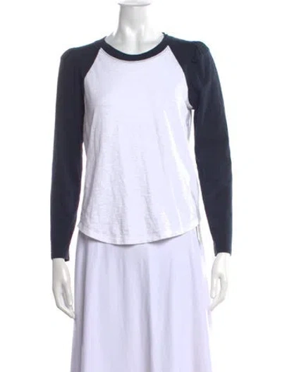 Pre-owned Veronica Beard Crew Neck Long Sleeve T-shirt In White
