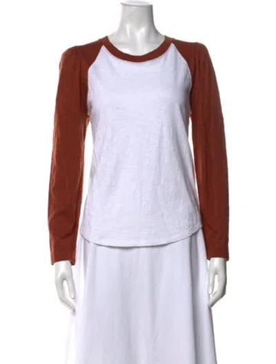 Pre-owned Veronica Beard Crew Neck Long Sleeve T-shirt In White