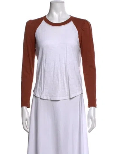 Pre-owned Veronica Beard Crew Neck Long Sleeve T-shirt In White