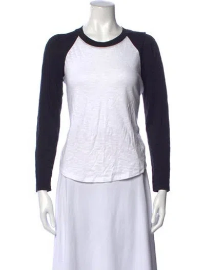 Pre-owned Veronica Beard Crew Neck Long Sleeve T-shirt In White