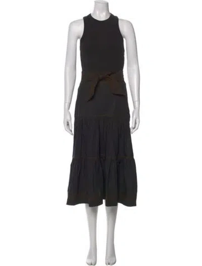 Pre-owned Veronica Beard Crew Neck Midi Length Dress In Black