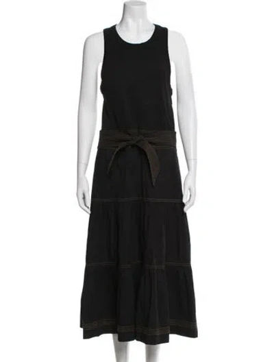 Pre-owned Veronica Beard Crew Neck Midi Length Dress In Black
