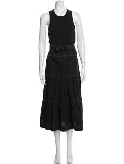 Pre-owned Veronica Beard Crew Neck Midi Length Dress In Black