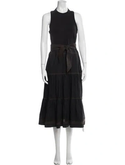 Pre-owned Veronica Beard Crew Neck Midi Length Dress In Black