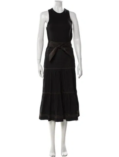 Pre-owned Veronica Beard Crew Neck Midi Length Dress In Black