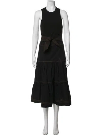 Pre-owned Veronica Beard Crew Neck Midi Length Dress In Black