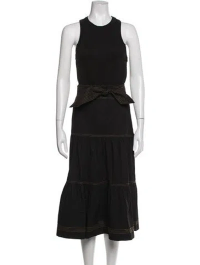 Pre-owned Veronica Beard Crew Neck Midi Length Dress In Black