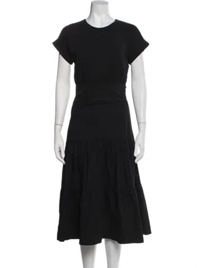 Pre-owned Veronica Beard Crew Neck Midi Length Dress In Black