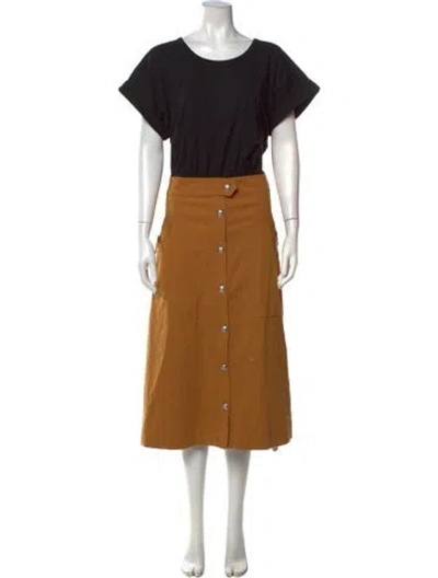 Pre-owned Veronica Beard Crew Neck Midi Length Dress In Black/brown