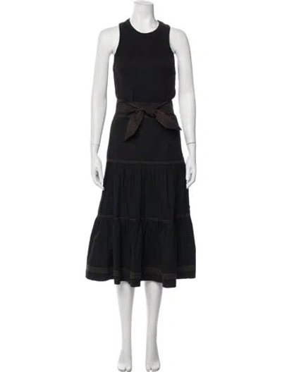 Pre-owned Veronica Beard Crew Neck Midi Length Dress In Blue