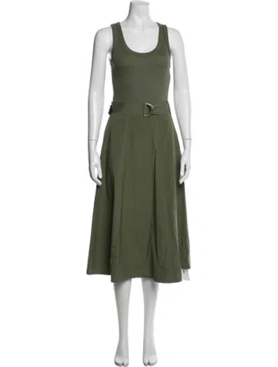 Pre-owned Veronica Beard Crew Neck Midi Length Dress In Green