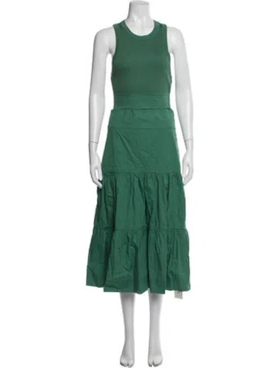 Pre-owned Veronica Beard Crew Neck Midi Length Dress In Green