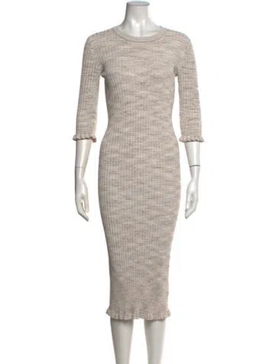 Pre-owned Veronica Beard Crew Neck Midi Length Dress In Neutrals