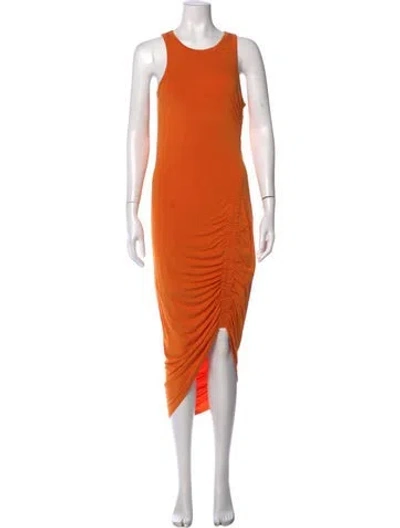 Pre-owned Veronica Beard Crew Neck Midi Length Dress In Orange
