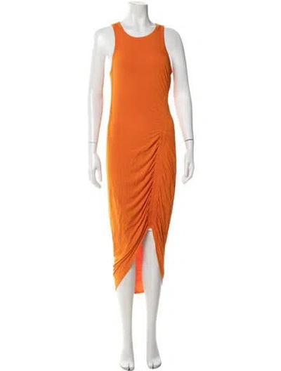 Pre-owned Veronica Beard Crew Neck Midi Length Dress In Orange