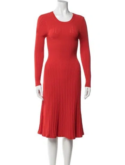 Pre-owned Veronica Beard Crew Neck Midi Length Dress In Orange