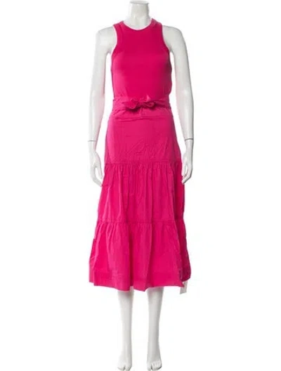 Pre-owned Veronica Beard Crew Neck Midi Length Dress In Pink