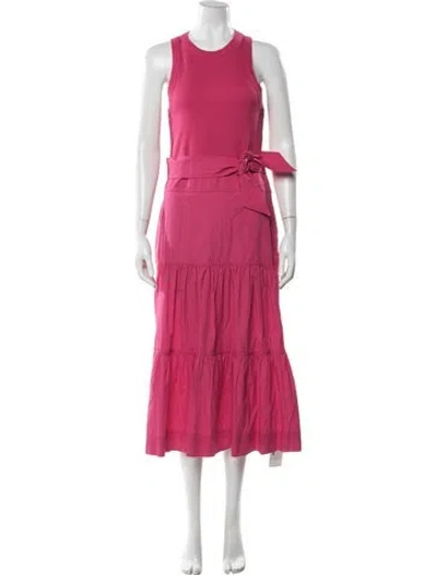 Pre-owned Veronica Beard Crew Neck Midi Length Dress In Pink