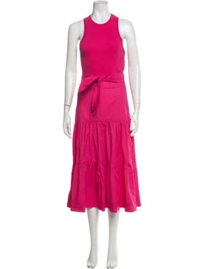 Pre-owned Veronica Beard Crew Neck Midi Length Dress In Pink