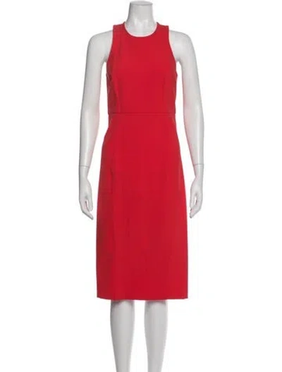 Pre-owned Veronica Beard Crew Neck Midi Length Dress In Red