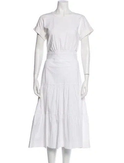Pre-owned Veronica Beard Crew Neck Midi Length Dress In White