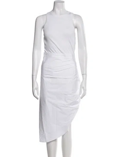 Pre-owned Veronica Beard Crew Neck Midi Length Dress In White