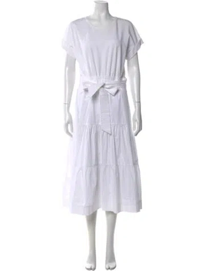 Pre-owned Veronica Beard Crew Neck Midi Length Dress In White