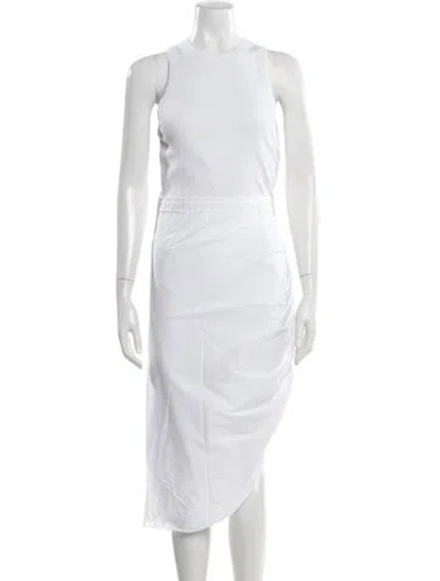 Pre-owned Veronica Beard Crew Neck Midi Length Dress In White